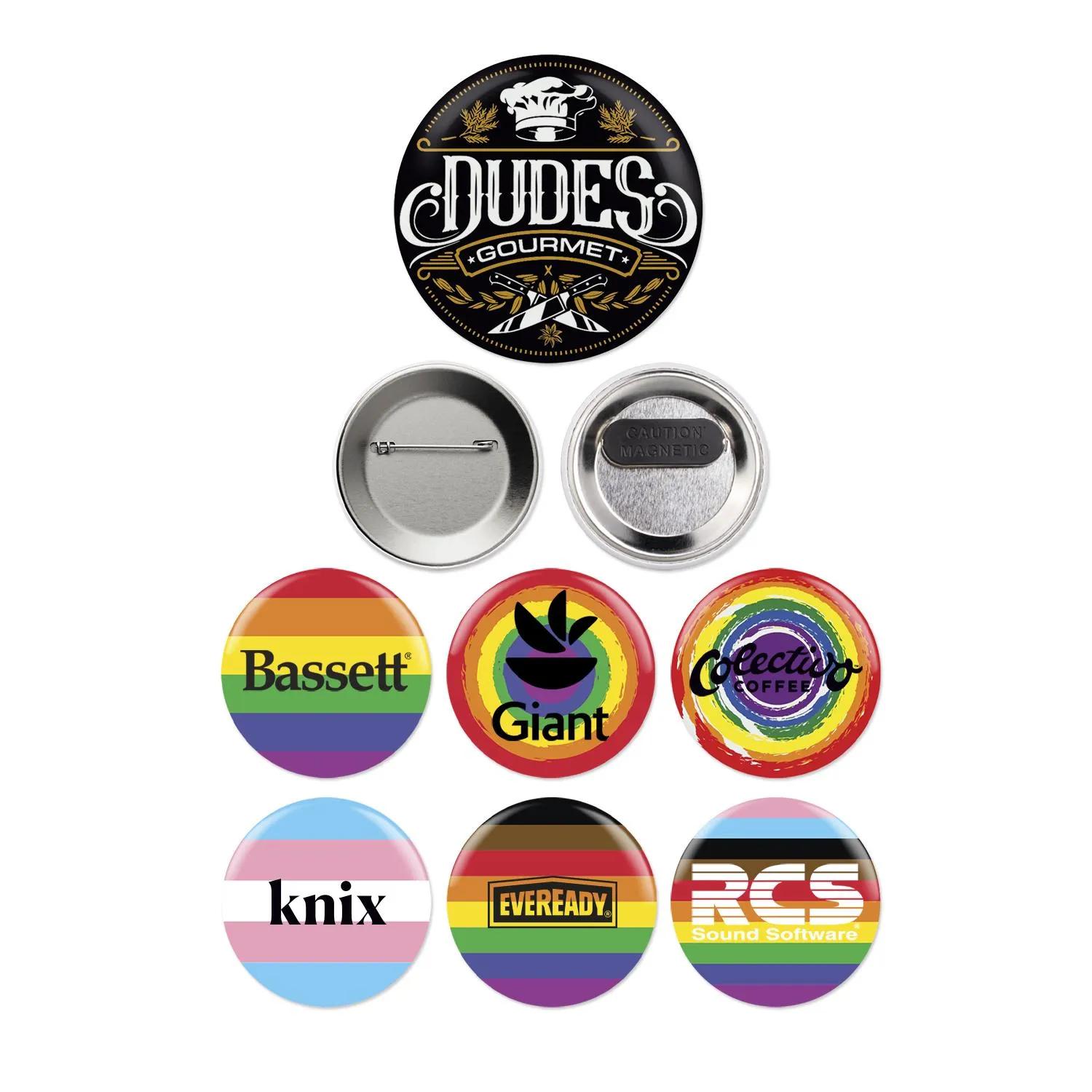 Round Button Pin Custom Message Safety Attachment - 2.25 in