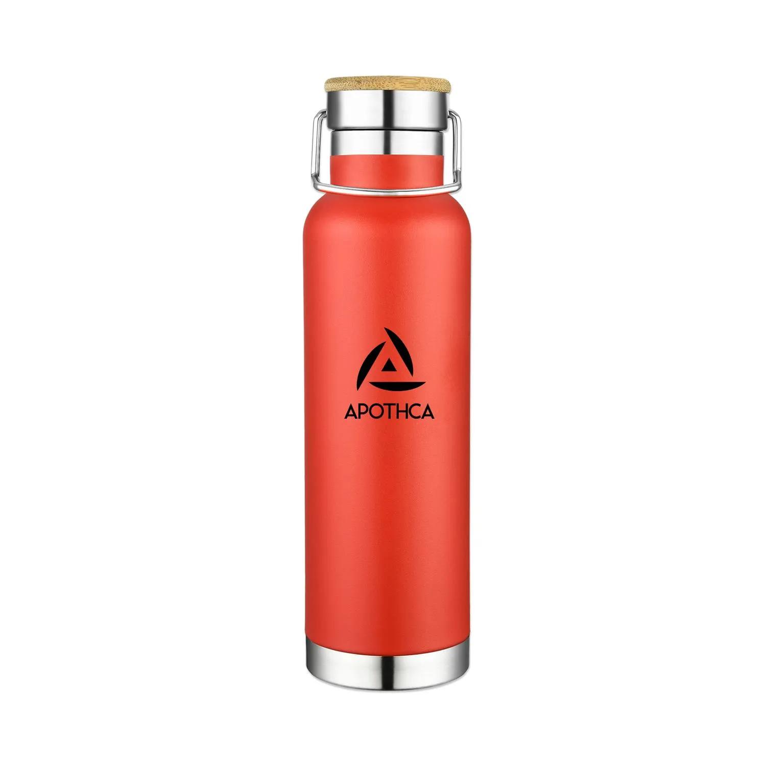 Water Bottle Vacuum Insulated Bamboo Lid Steel - 22 oz - product view 4