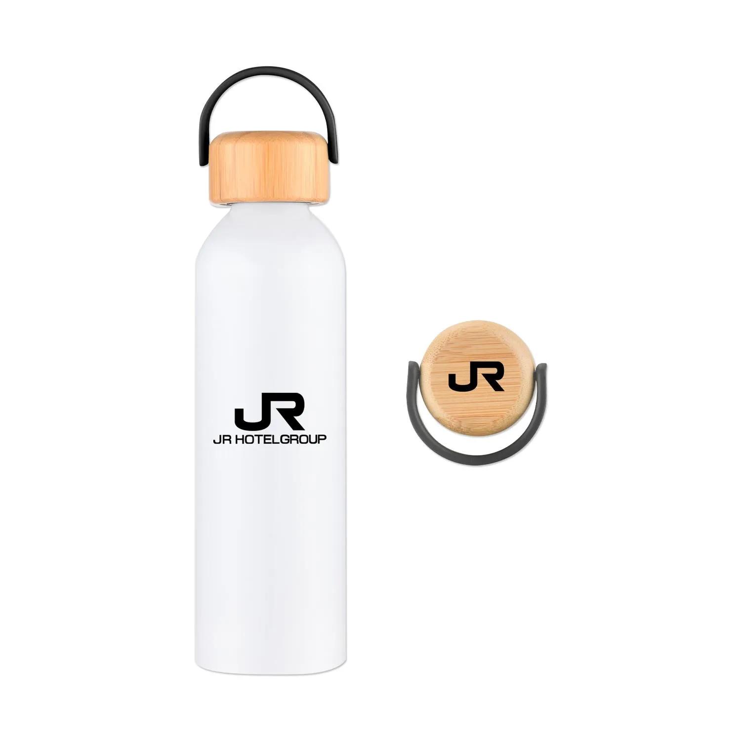 Water Bottle Recycled Aluminum Bamboo Lid - 24 oz - product view 2