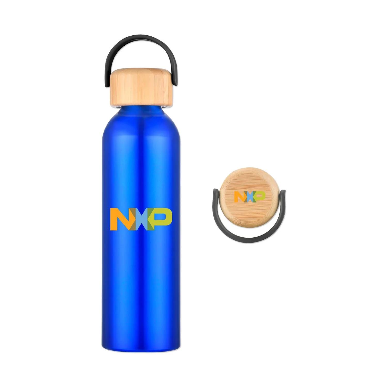 Water Bottle Recycled Aluminum Bamboo Lid - 24 oz - product view 3