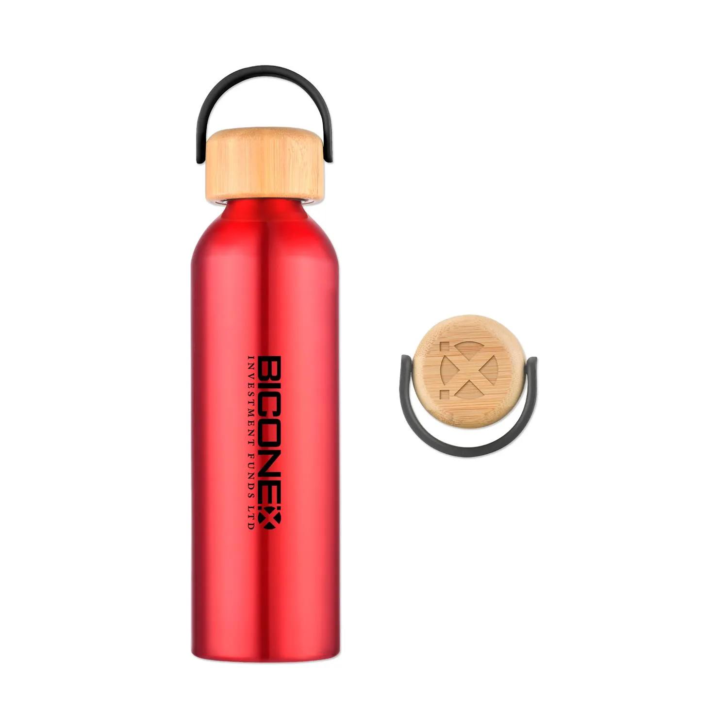 Water Bottle Recycled Aluminum Bamboo Lid - 24 oz - product view 4