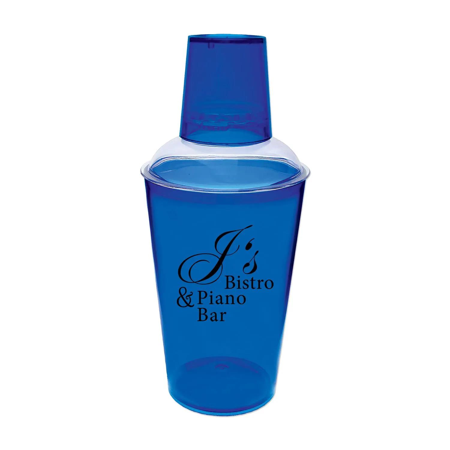 Cocktail Shaker 3-Piece Plastic Clear Strainer 9 Colors - product view 2