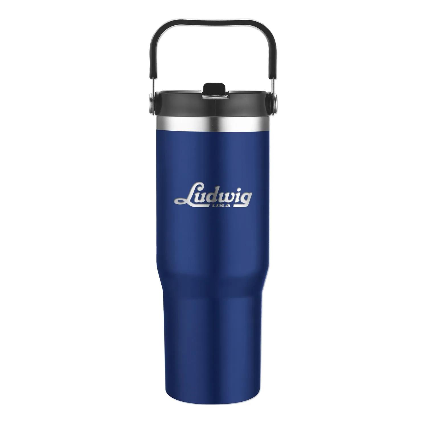 Travel Mug with Handle Built-in Straw Steel - 30 oz - product view 3