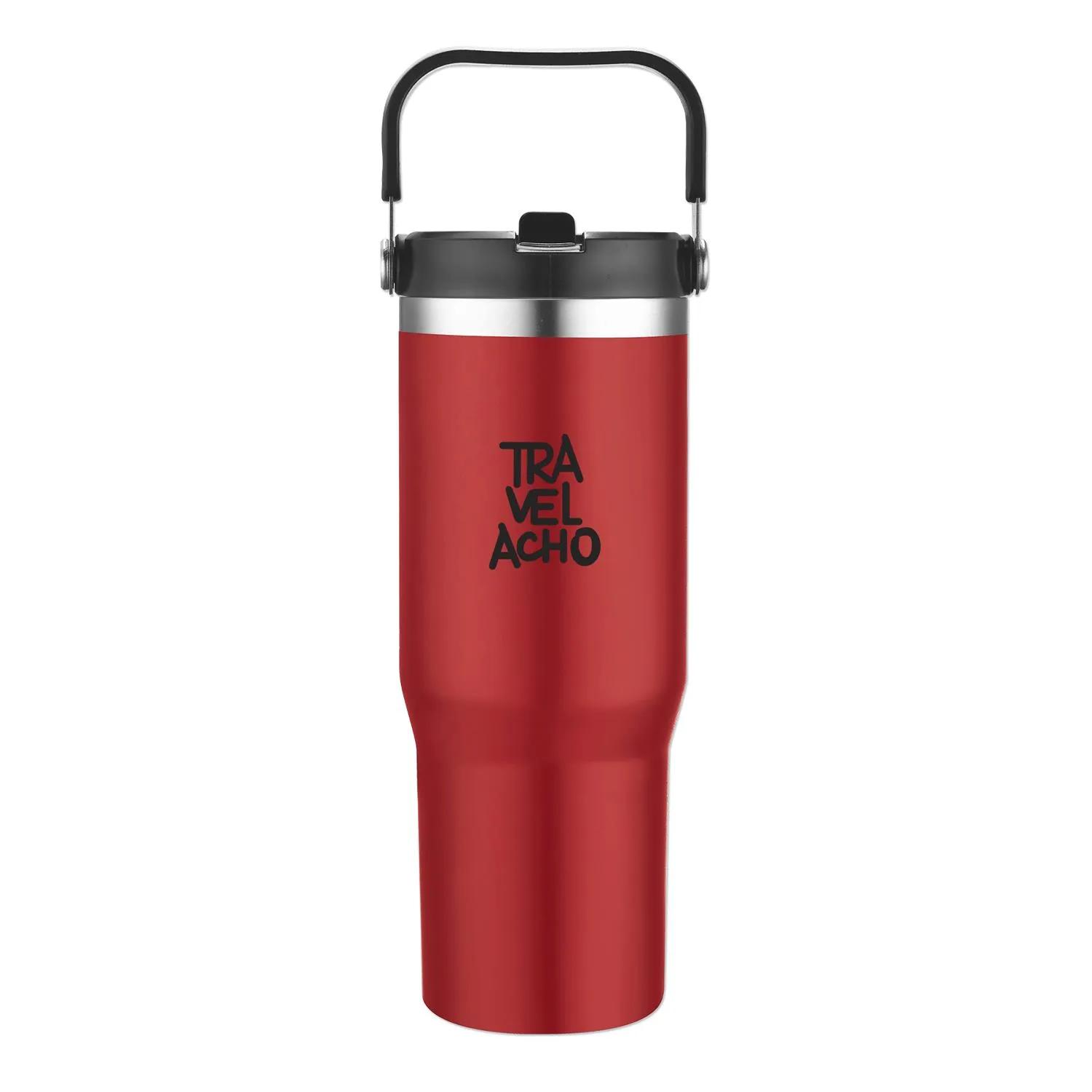 Travel Mug with Handle Built-in Straw Steel - 30 oz - product view 5