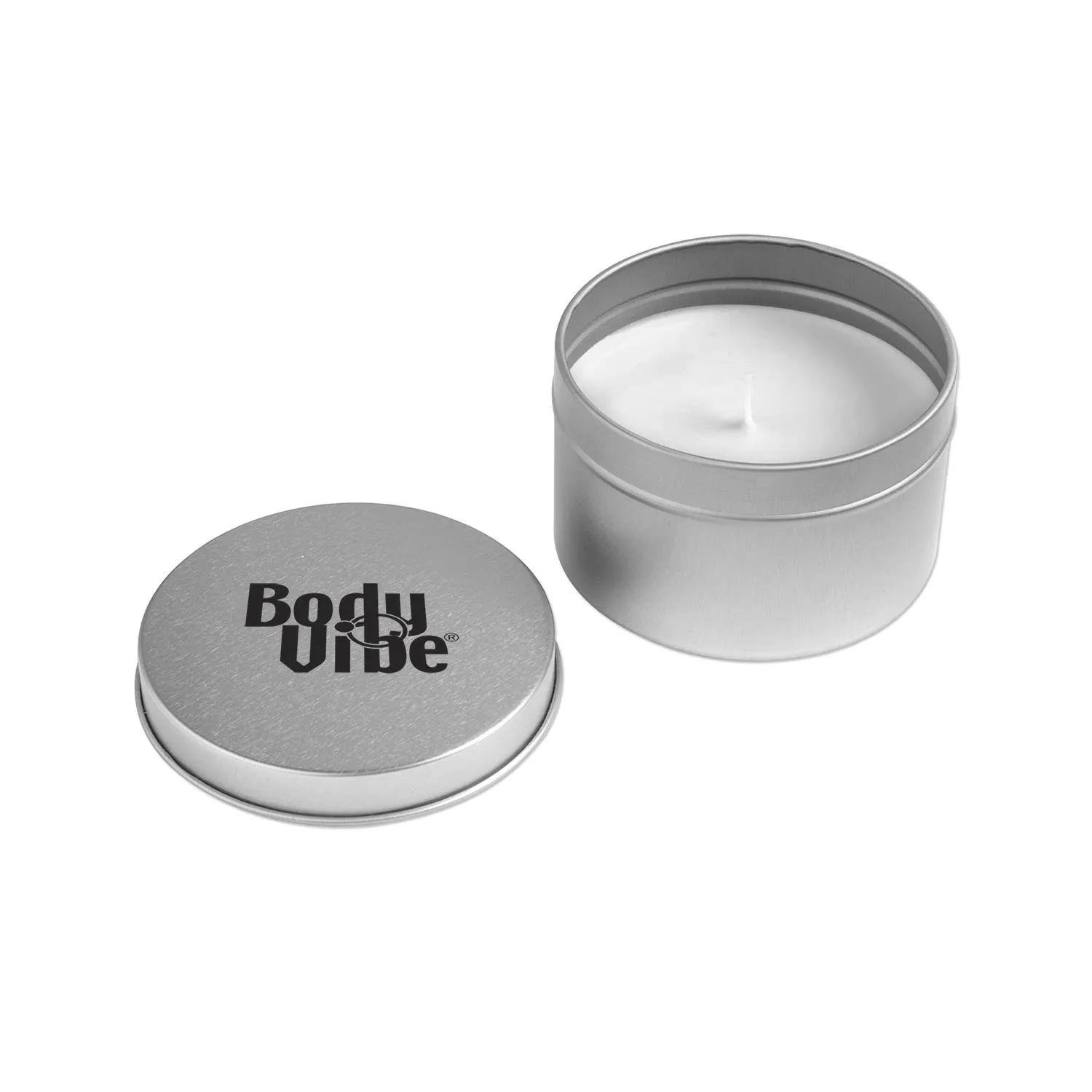 Soy Candle Silver Tin Round Eco-Friendly Custom - 4 oz
