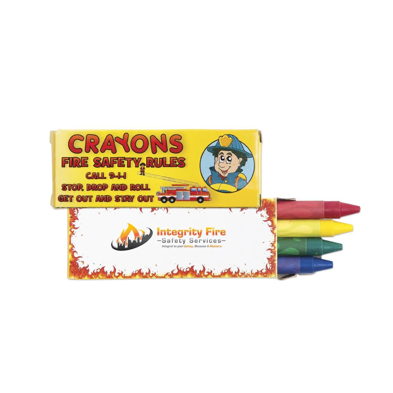 Fire Safety Crayons Wax 4-Pack Educational Custom