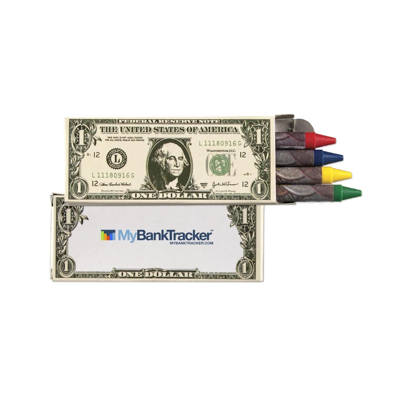 Money Crayons Wax 4-Pack Educational Custom Imprint