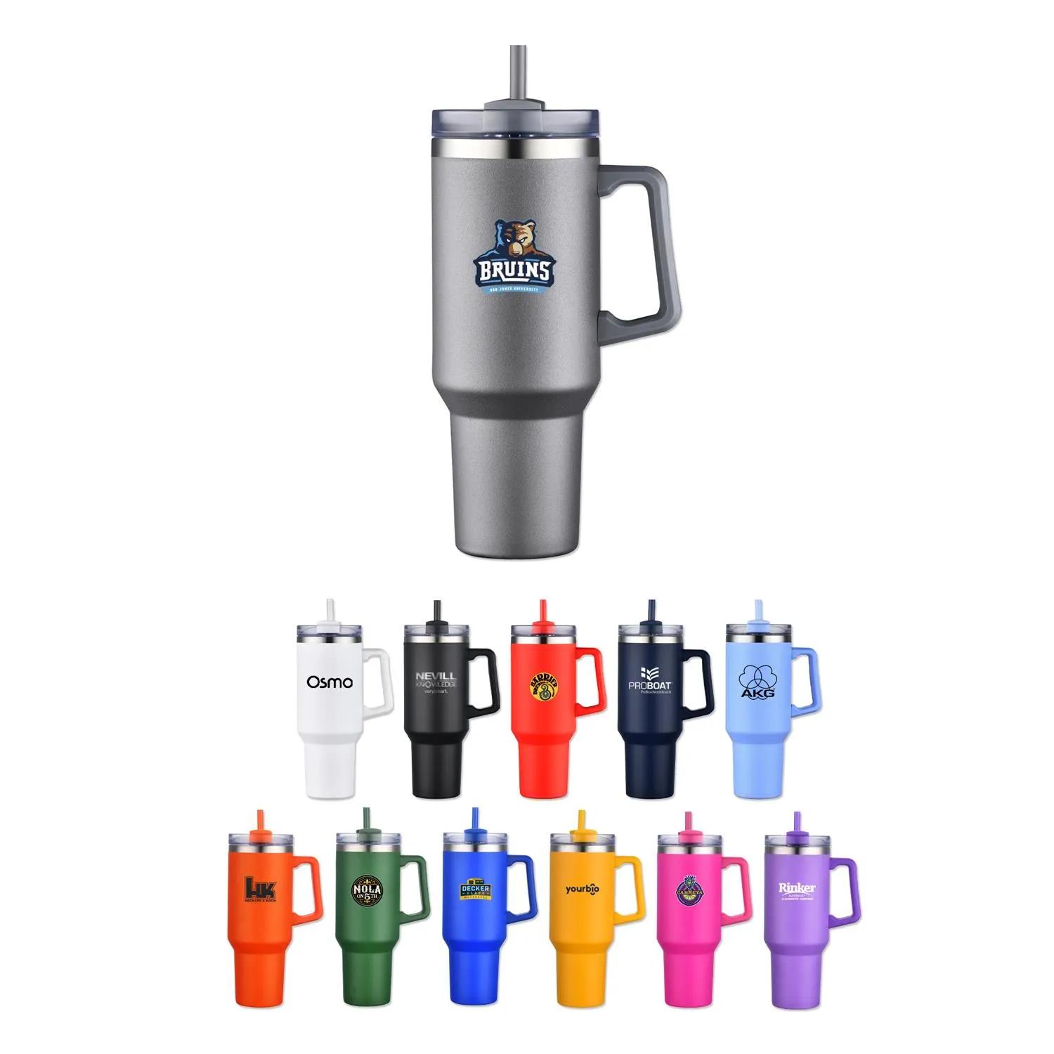 Travel Mug Stainless Steel Handle Straw - 40 oz