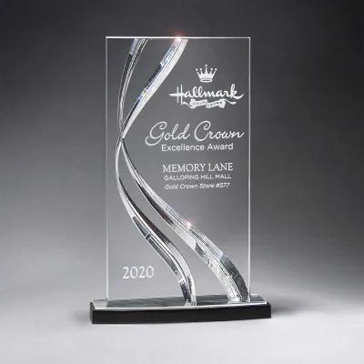 Clear Lucite Acrylic Award Sweeping Ribbon Design - 6¼ x 9½ in