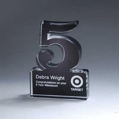Freestanding Lucite Anniversary Award 5 Year - 3¼ x 4 in