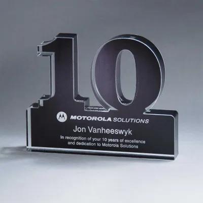 Freestanding Lucite Anniversary Award 10 Year - 5 x 4 in