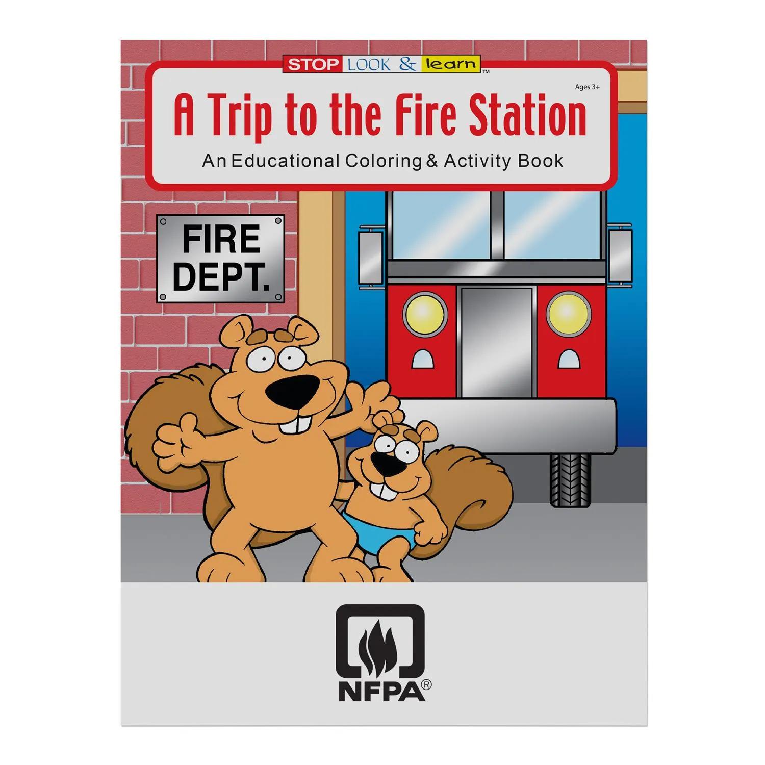 Fire Station Coloring Book Educational Custom Cover