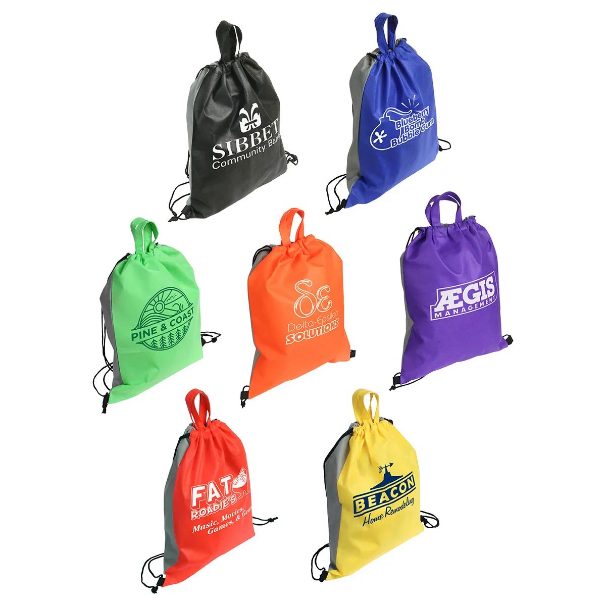 Glide Right Non-Woven Drawstring Backpack - promotional product with custom logo