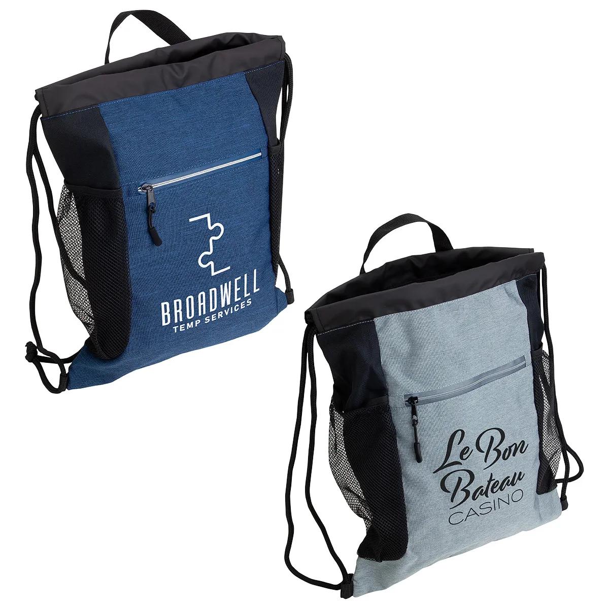 Greystone Polycanvas Drawstring Backpack - promotional product with custom logo