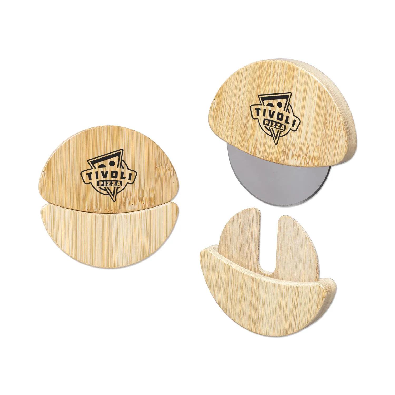 Bamboo Pizza Cutter Stainless Steel Blade Multi-Use