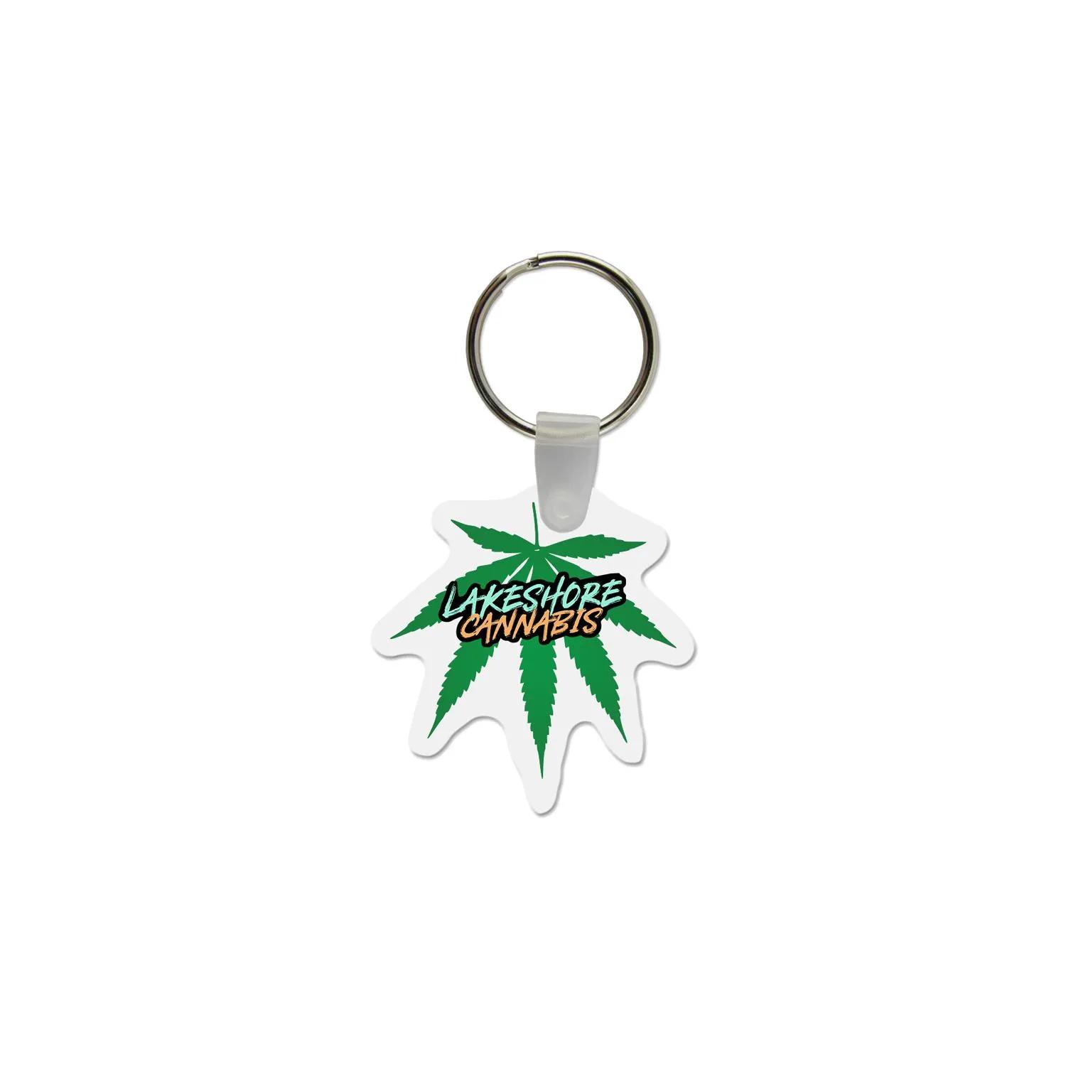 Custom Keychains Cannabis Leaf Vinyl USA Made