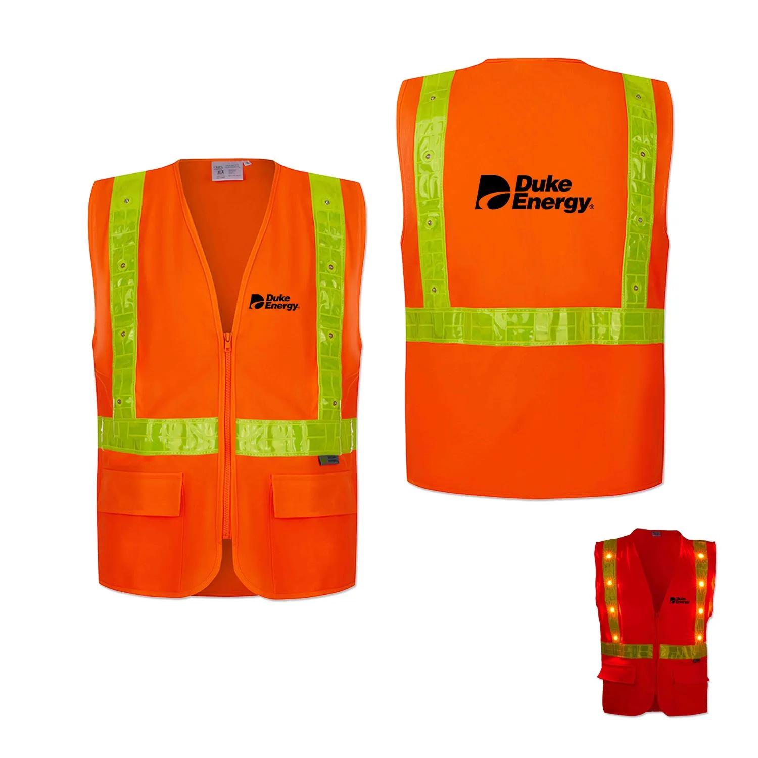 Class 2 LED Safety Vest Reflexite PVC Reflective - One Size