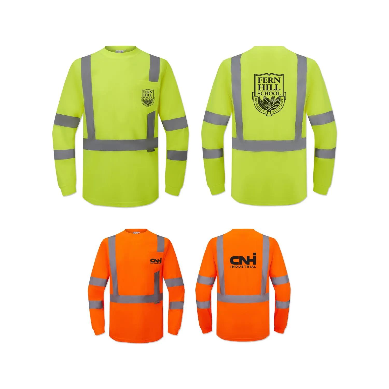 Class 3 Long Sleeve Safety T-Shirt Jersey Mesh Polyester