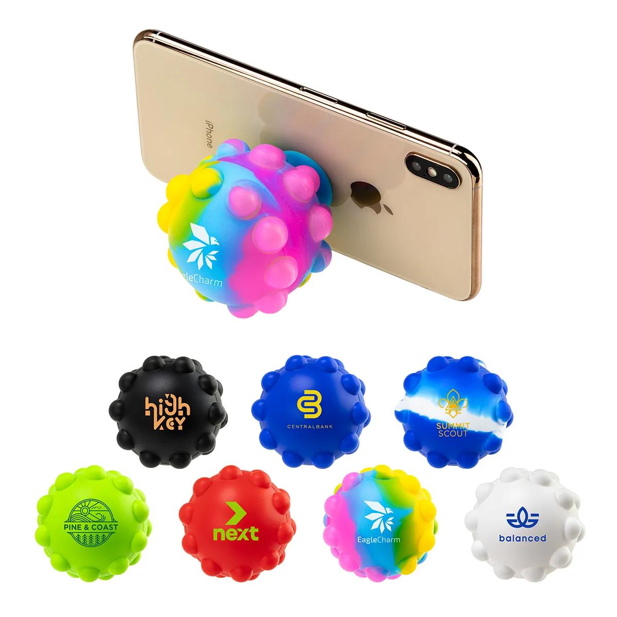 Push Pop Ball Suction Cup Phone Stand - promotional product with custom logo