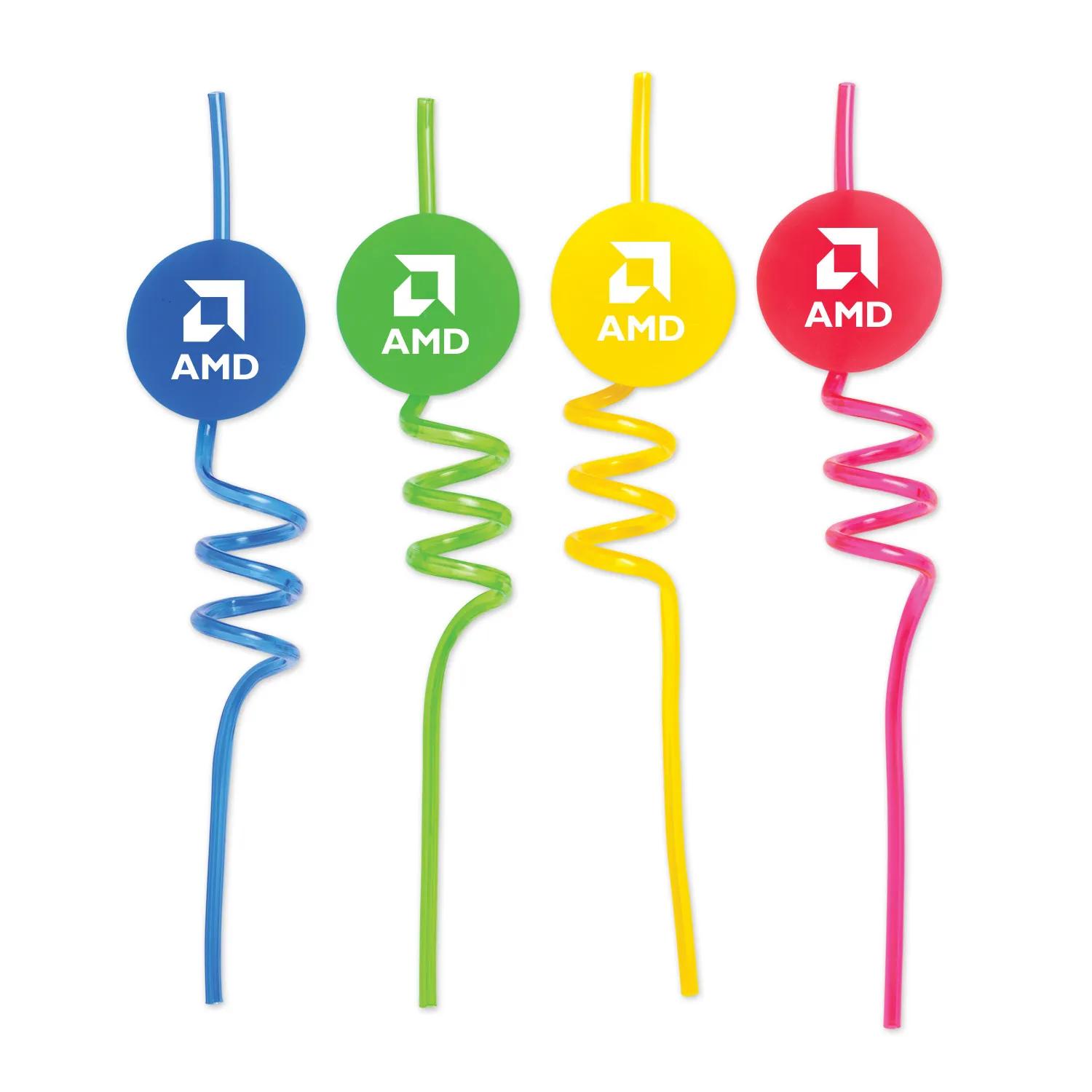 Crazy Straw with Medallion Assorted Colors Silly Fun