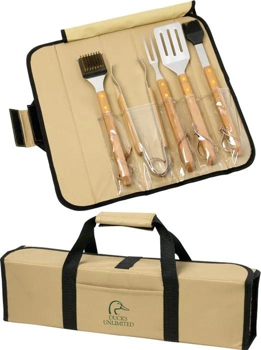 5 Piece BBQ Set (Bamboo) in Roll-Up Case - product view 2