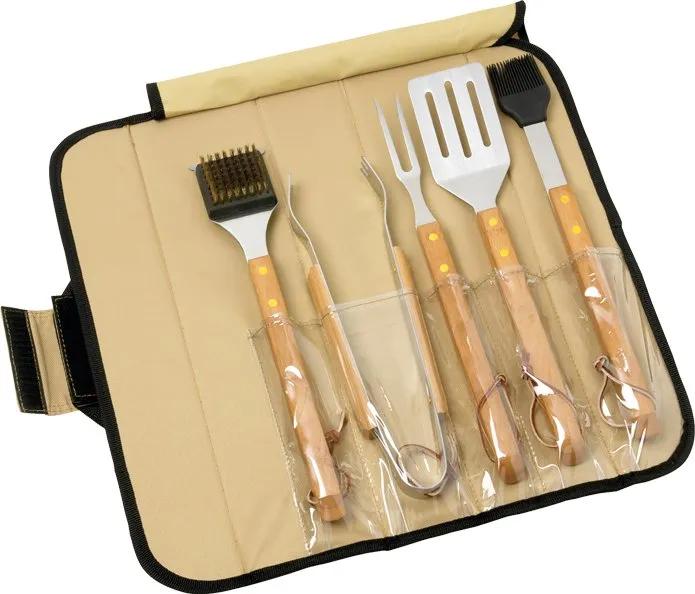 5 Piece BBQ Set (Bamboo) in Roll-Up Case - product view 4