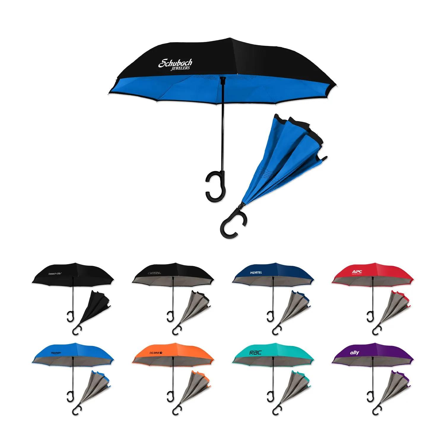 Inverted Umbrella Dual-Tone Polyester Auto-Open