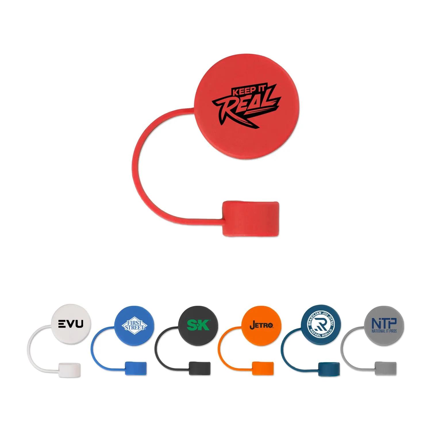 Straw Covers Flat Round Silicone Tumbler Accessory