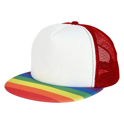 Rainbow Trucker Cap - 5 Panel Mesh Back Snap - product view 3