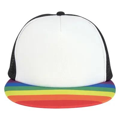 Rainbow Trucker Cap - 5 Panel Mesh Back Snap - product view 6