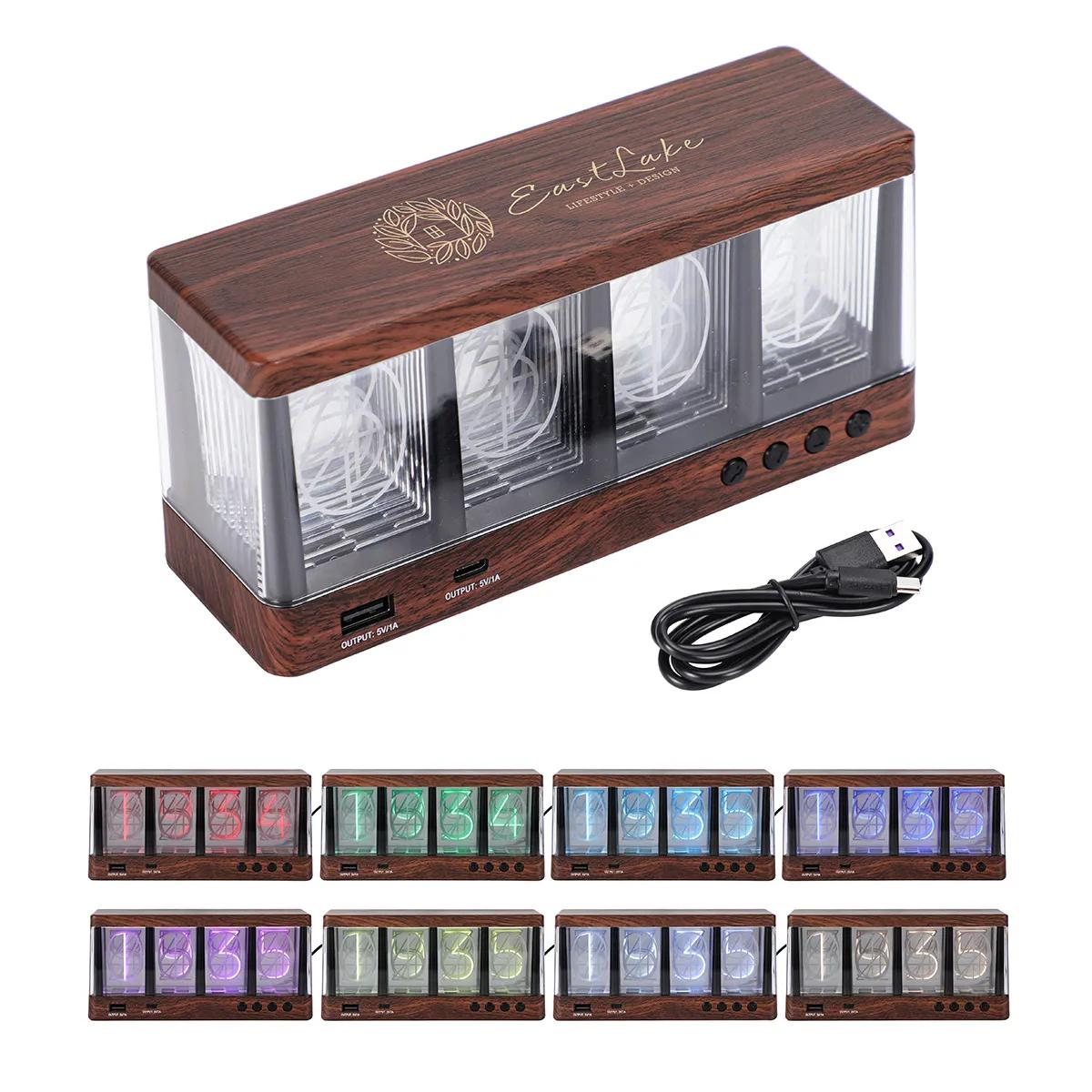 Vintage Clock with Analog-Like Display - promotional product with custom logo