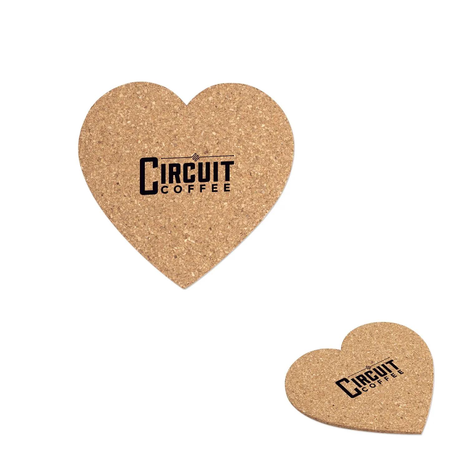 Heart Cork Coaster Promotional Table Protection - 1/8 in