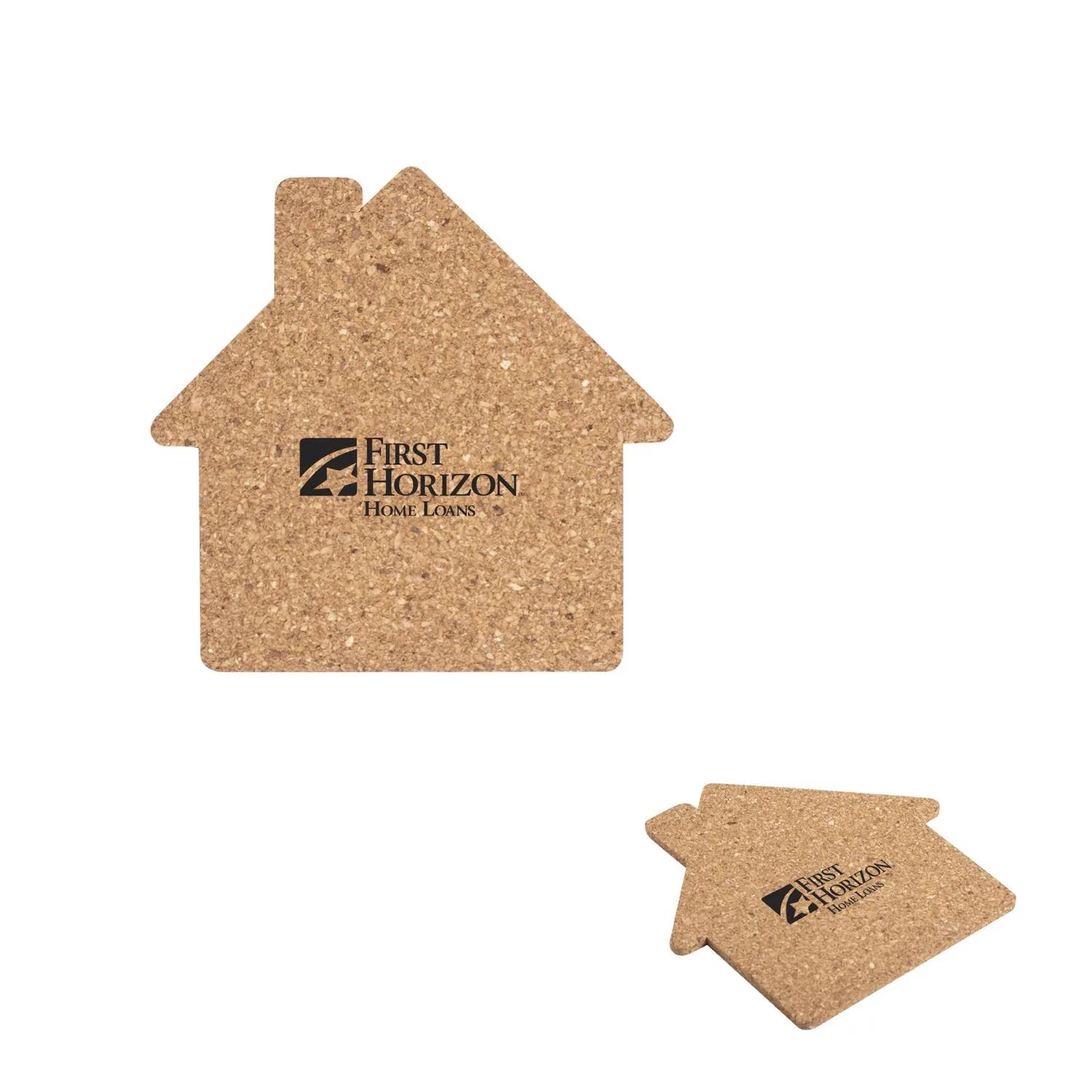 House Shaped Cork Coaster Promotional Table Protection