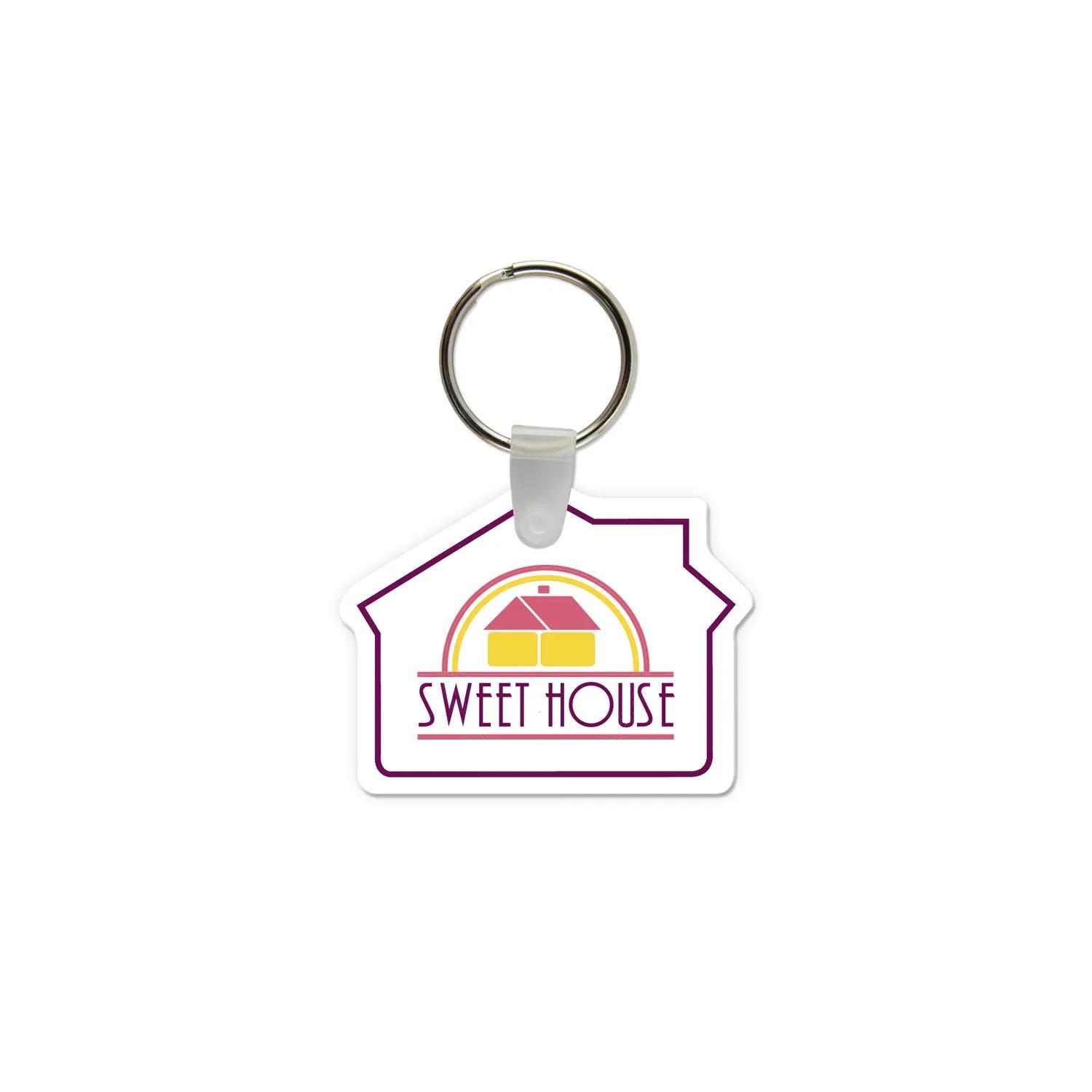House Shaped Vinyl Keychain USA Made Full Color Hinge