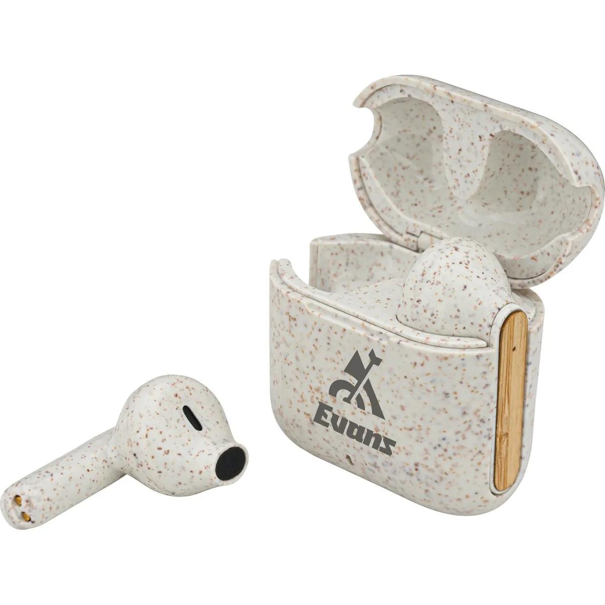 EarthTrendz™ Wheat Straw & Bamboo Earbuds & Case - product view 2