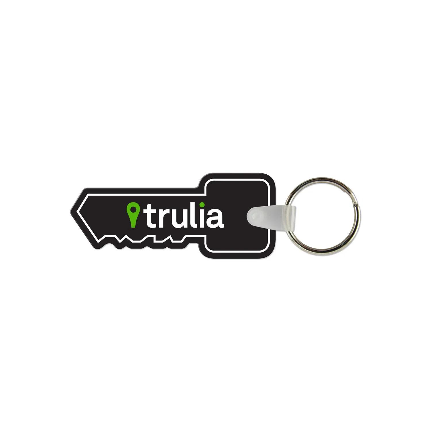 Custom Keychains Key Shaped Vinyl USA Made - 2 in