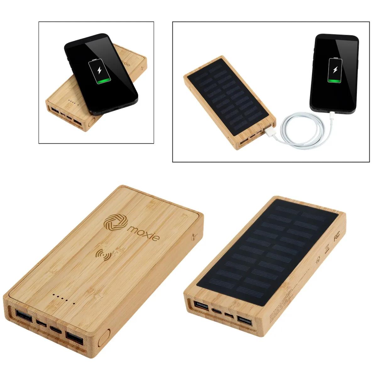 Bamboo 10,000mAh Solar/Wireless Powerbank