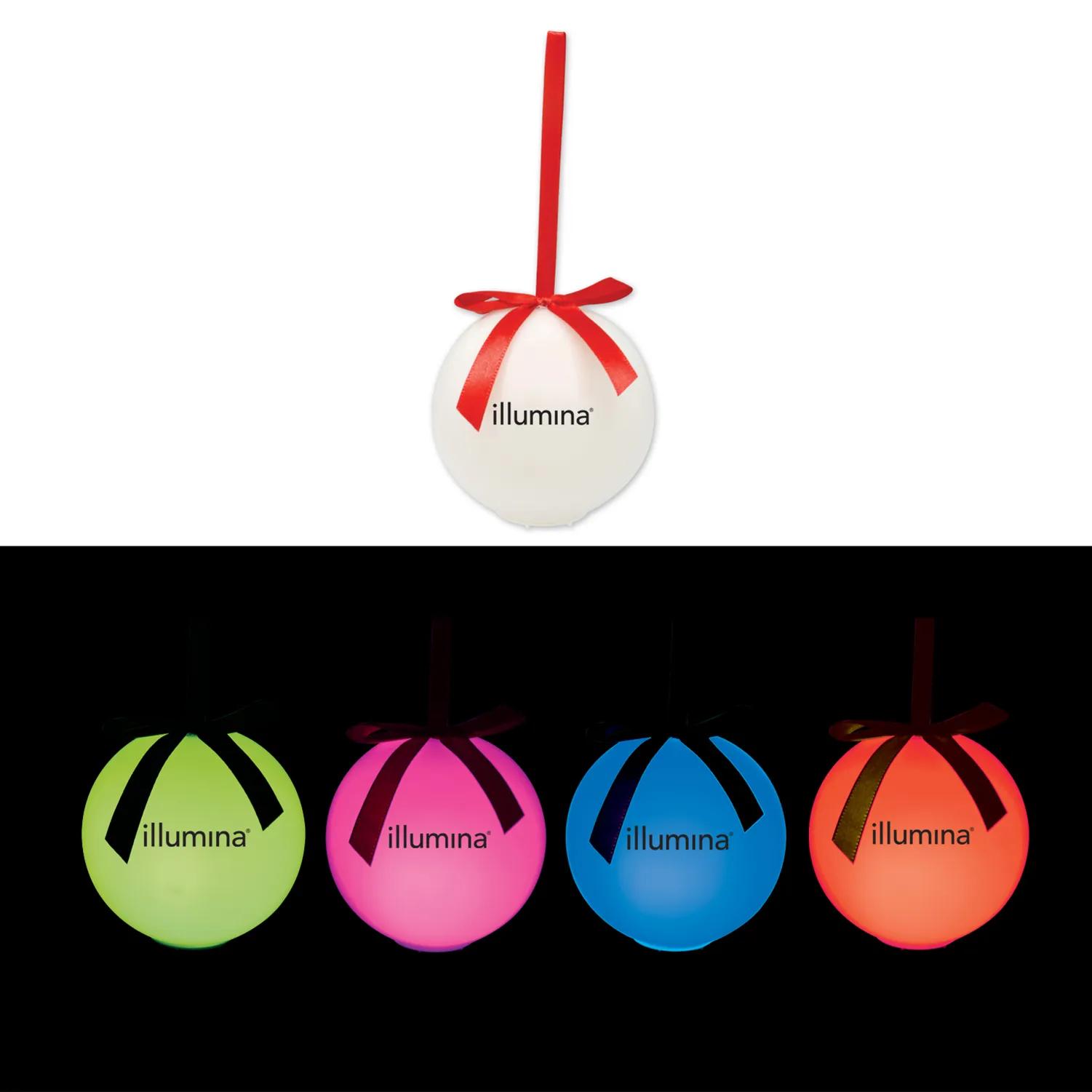 LED Christmas Ornament Color Changing Red Ribbon