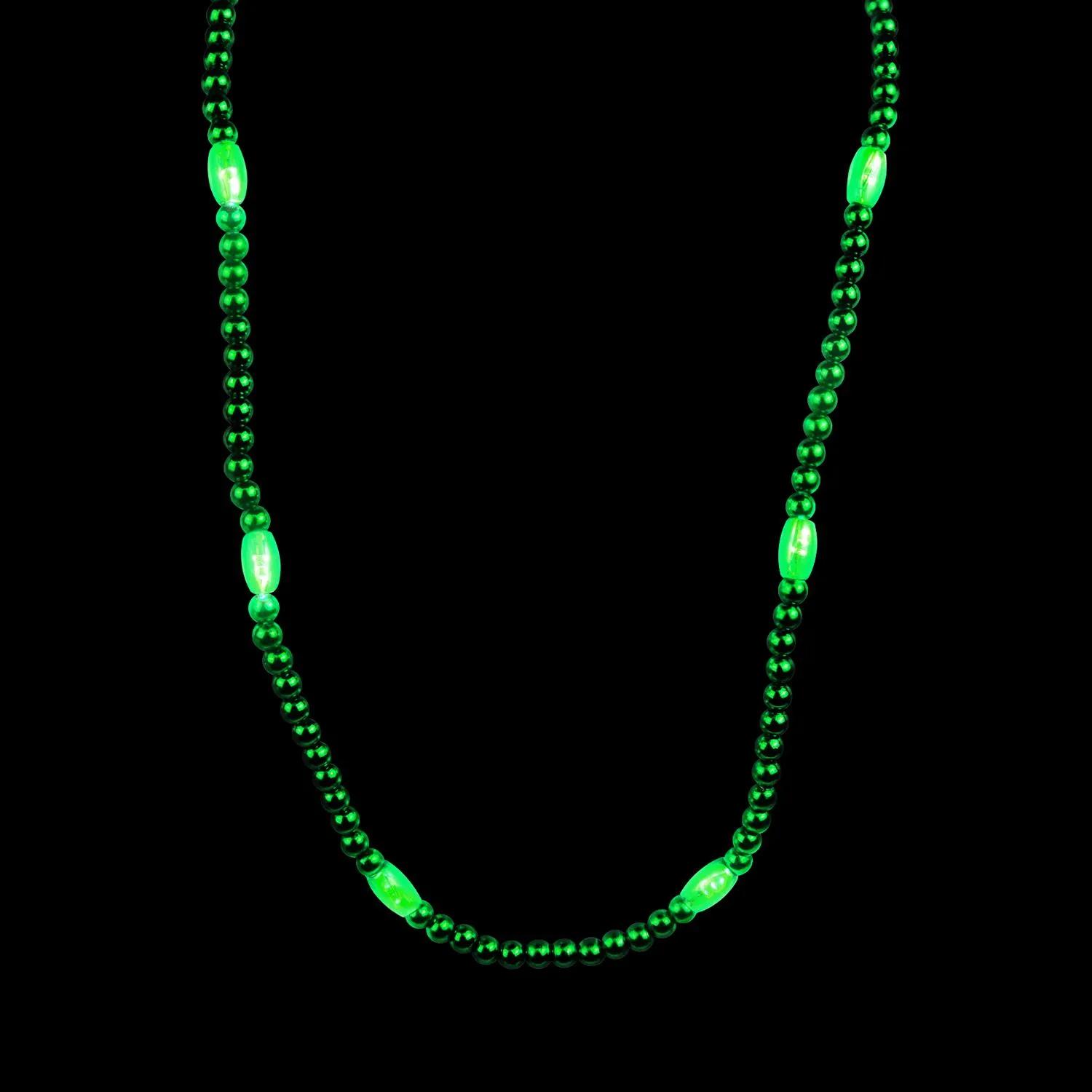 LED Bead Necklace Green Light Up Three Modes