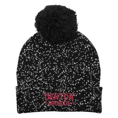 Beanie Acrylic Speckled Pom with Cuff (One Size)