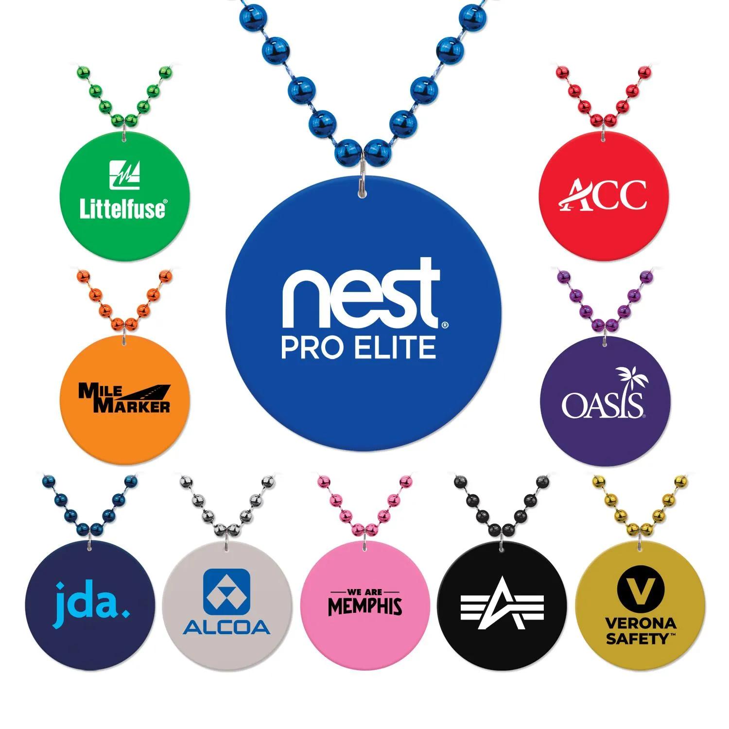 Medallion Beads Custom Logo Imprint Multiple Colors