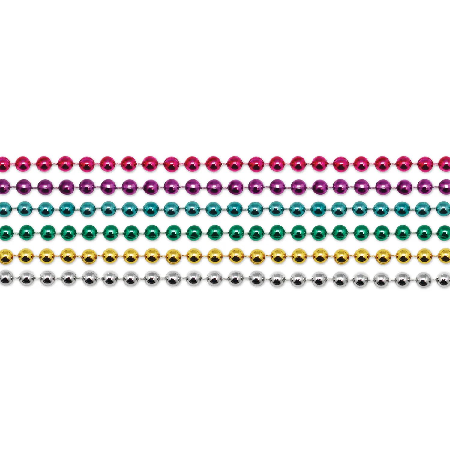 Metallic Bead Necklace Assortment Parade Throw (144 Pack)
