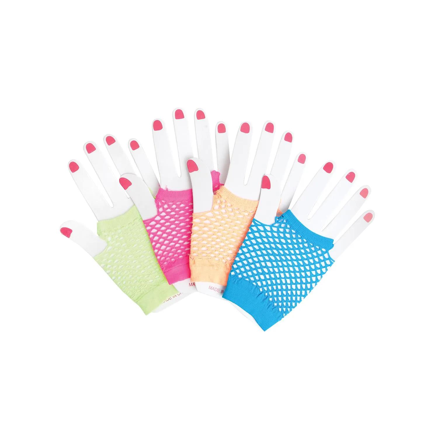 Neon Fishnet Gloves 80s Party Wrist Accessories