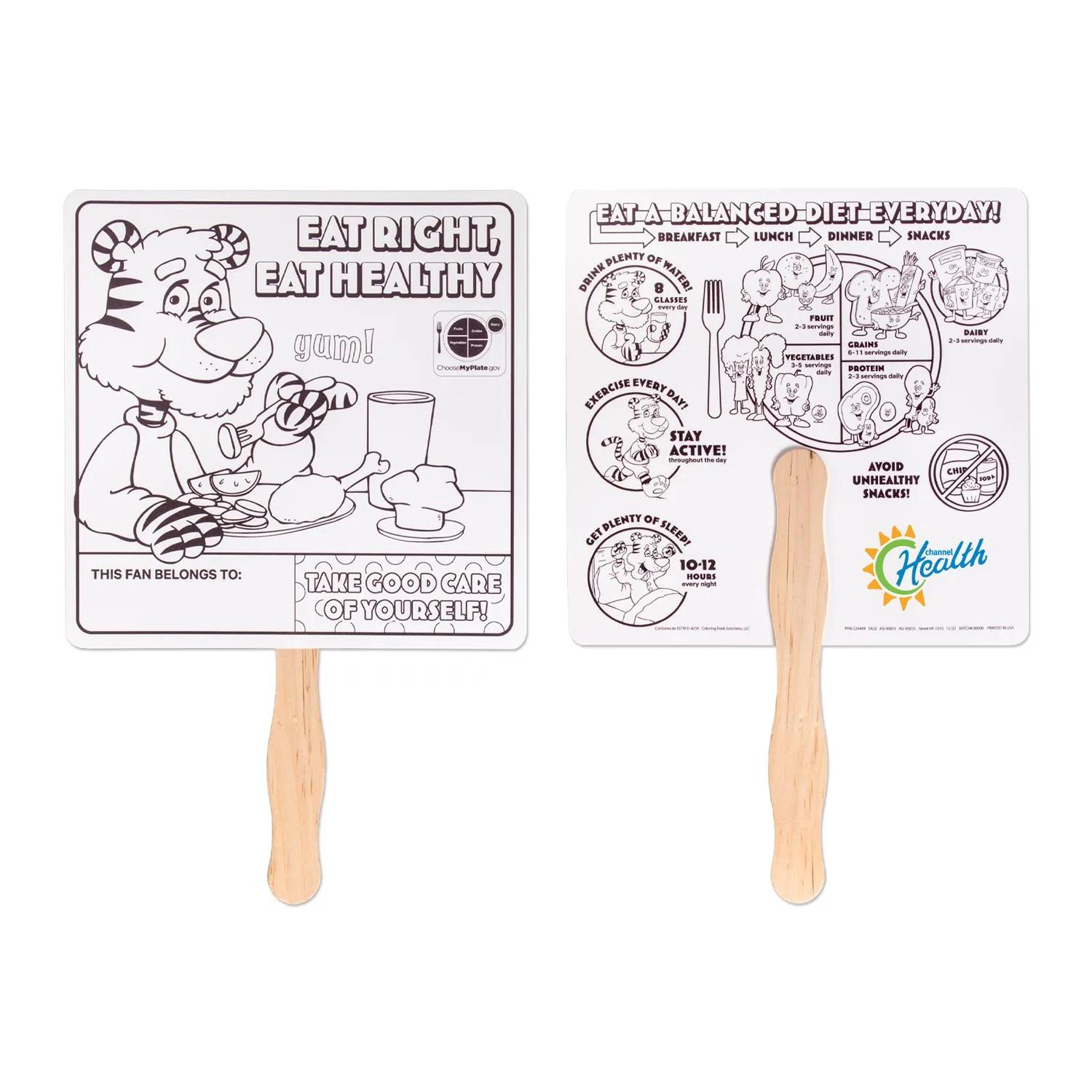 Nutrition Education Hand Fan Coloring Activity Custom
