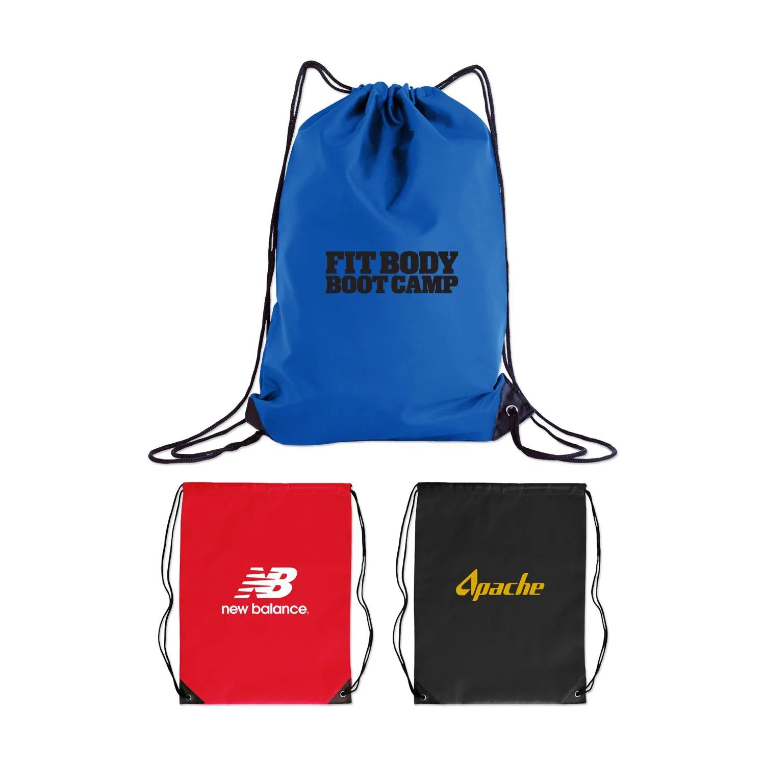 Nylon Drawstring Backpack Gym School Events Custom