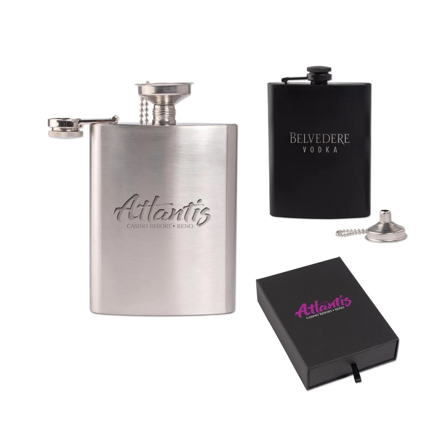 Stainless Steel Flask Gift Set with Funnel - 8 oz