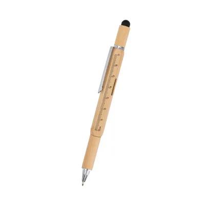 Bamboo Multi-Function Tool Pen with Stylus - 6 in - product view 1