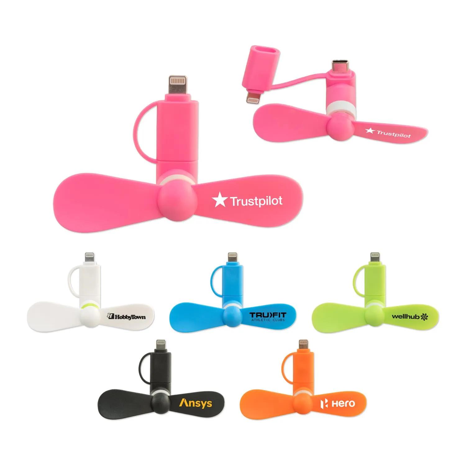 Phone Fan with Dual Connector Lightning Type C
