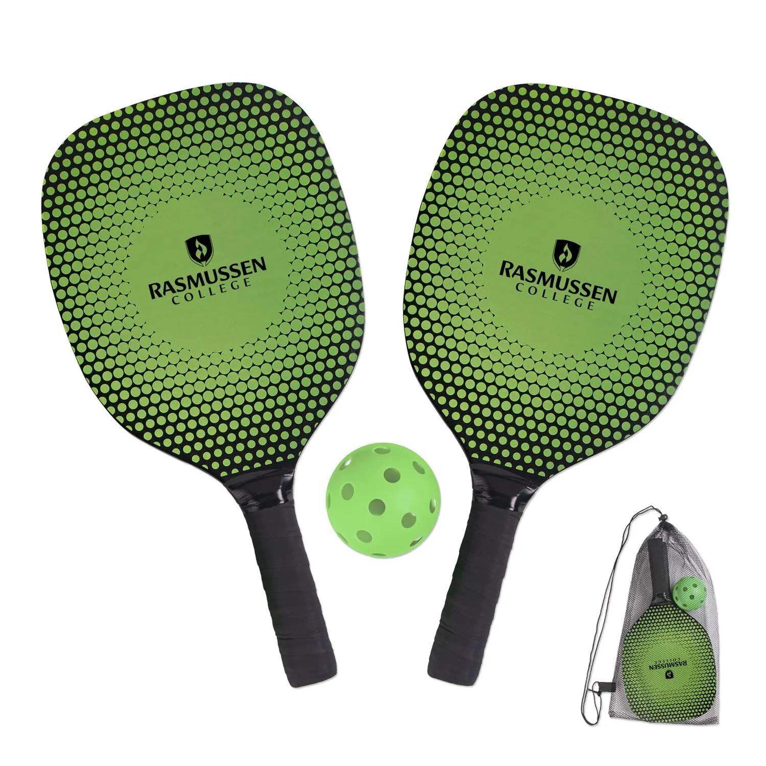 Pickleball Set Wood Paddles Mesh Bag Complete Kit - product view 2