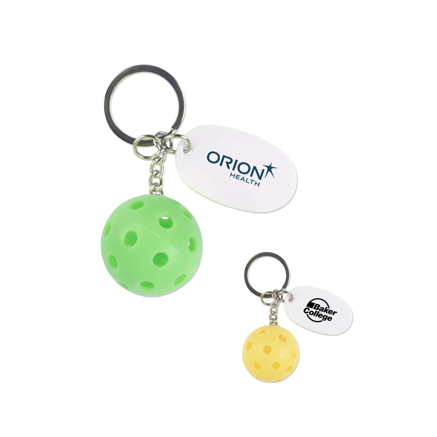 Pickleball Ball Keychain with Tag Silicone Sports